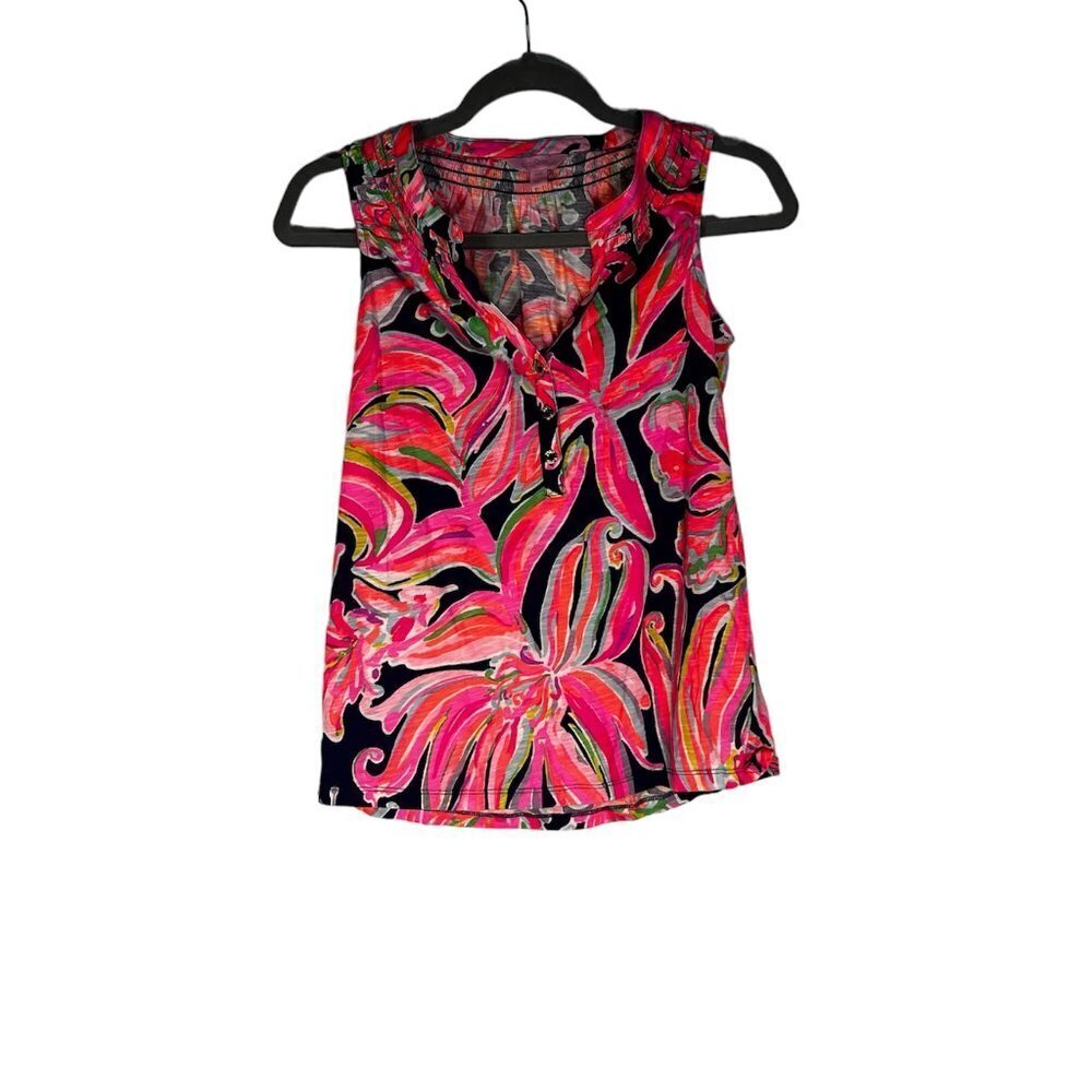  Lilly Pulitzer Essie Floral Button Tank top